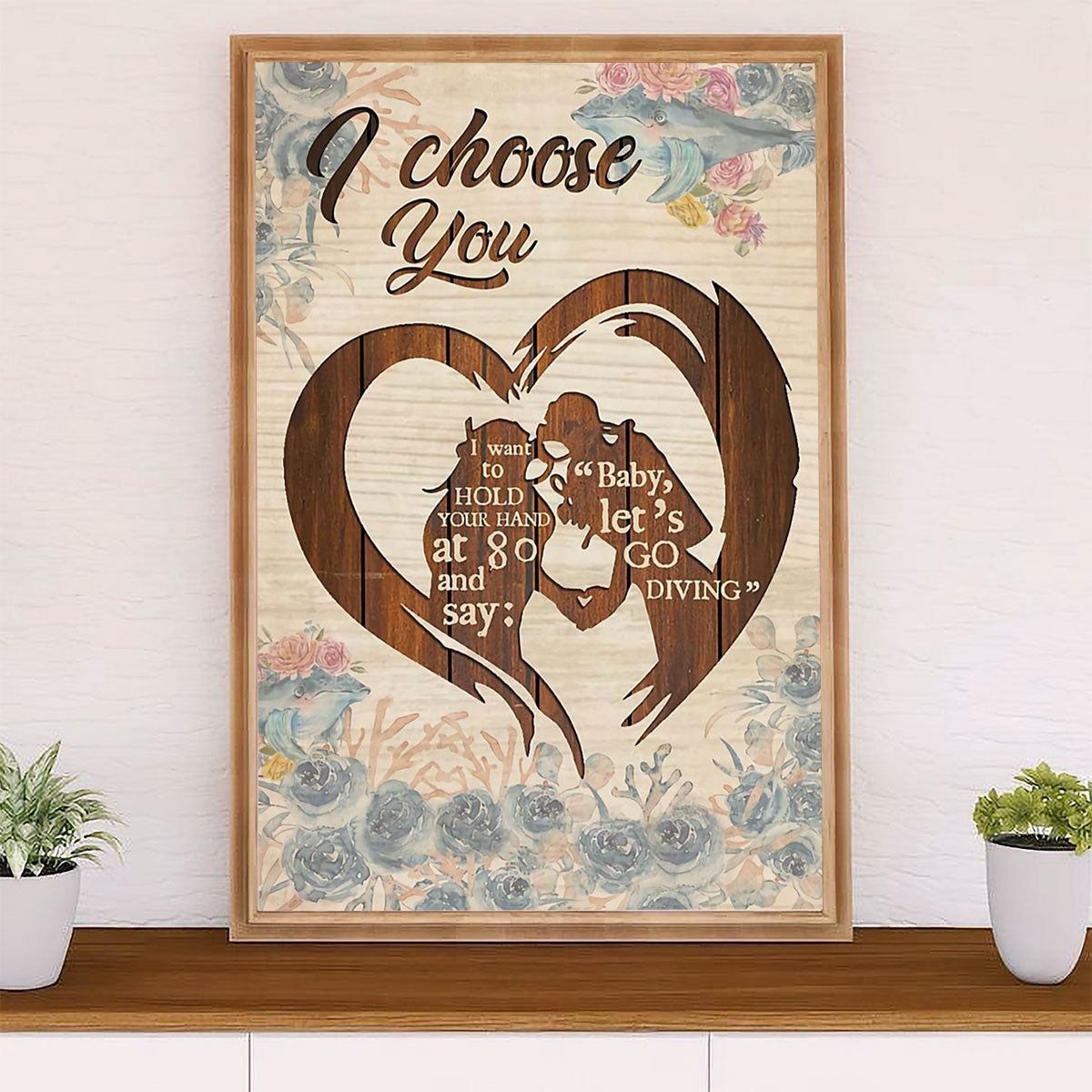 Scuba Diving Poster Prints | Couple Husband & Wife | Wall Art Gift for Scuba Diver