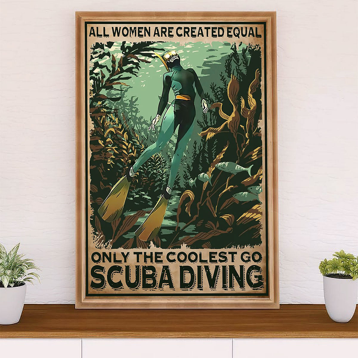 Scuba Diving Canvas Wall Art Prints | Woman Go Scuba Diving | Home Décor Gift for Scuba Diver