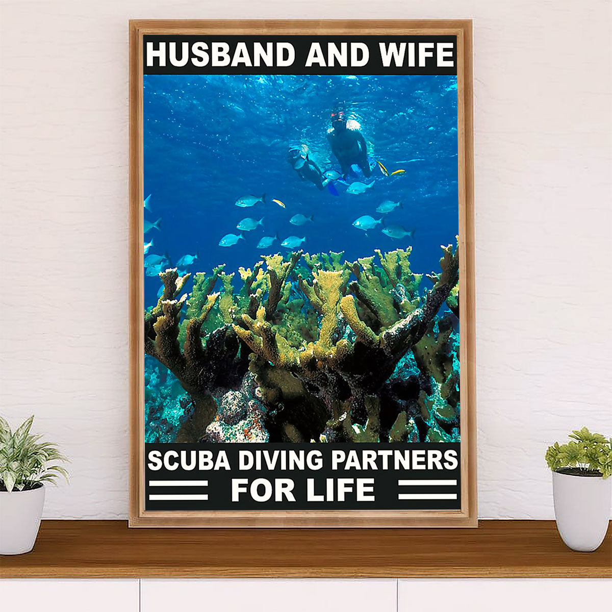 Scuba Diving Poster Prints | Husband & Wife | Wall Art Gift for Scuba Diver