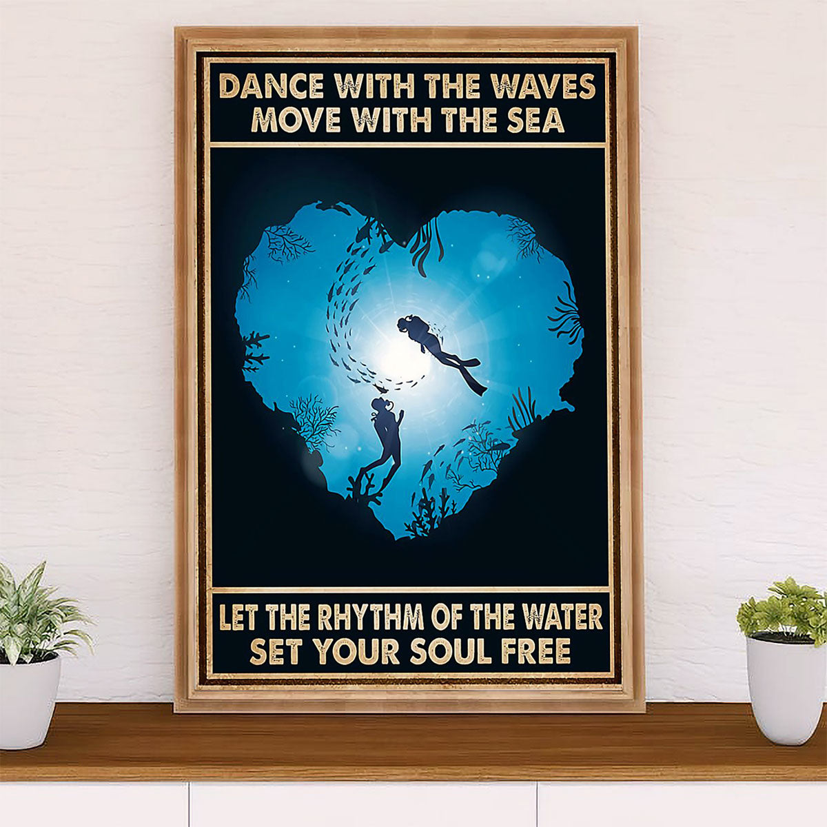 Scuba Diving Canvas Wall Art Prints | Couple Dance With The Waves | Home Décor Gift for Scuba Diver