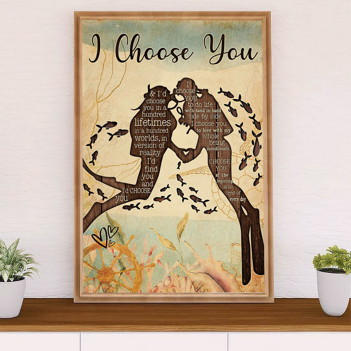 Scuba Diving Poster Prints | Couple I Choose You | Wall Art Gift for Scuba Diver