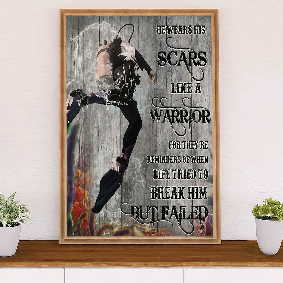 Scuba Diving Canvas Wall Art Prints | Like A Warrior | Home Décor Gift for Scuba Diver