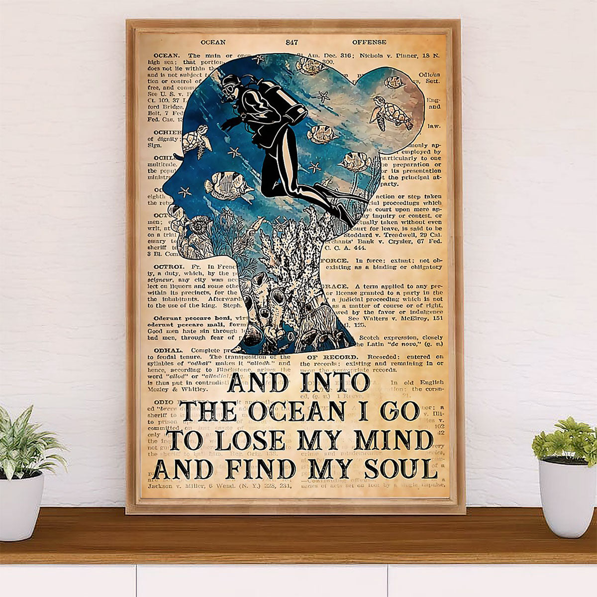 Scuba Diving Poster Prints | Girl Find My Soul | Wall Art Gift for Scuba Diver