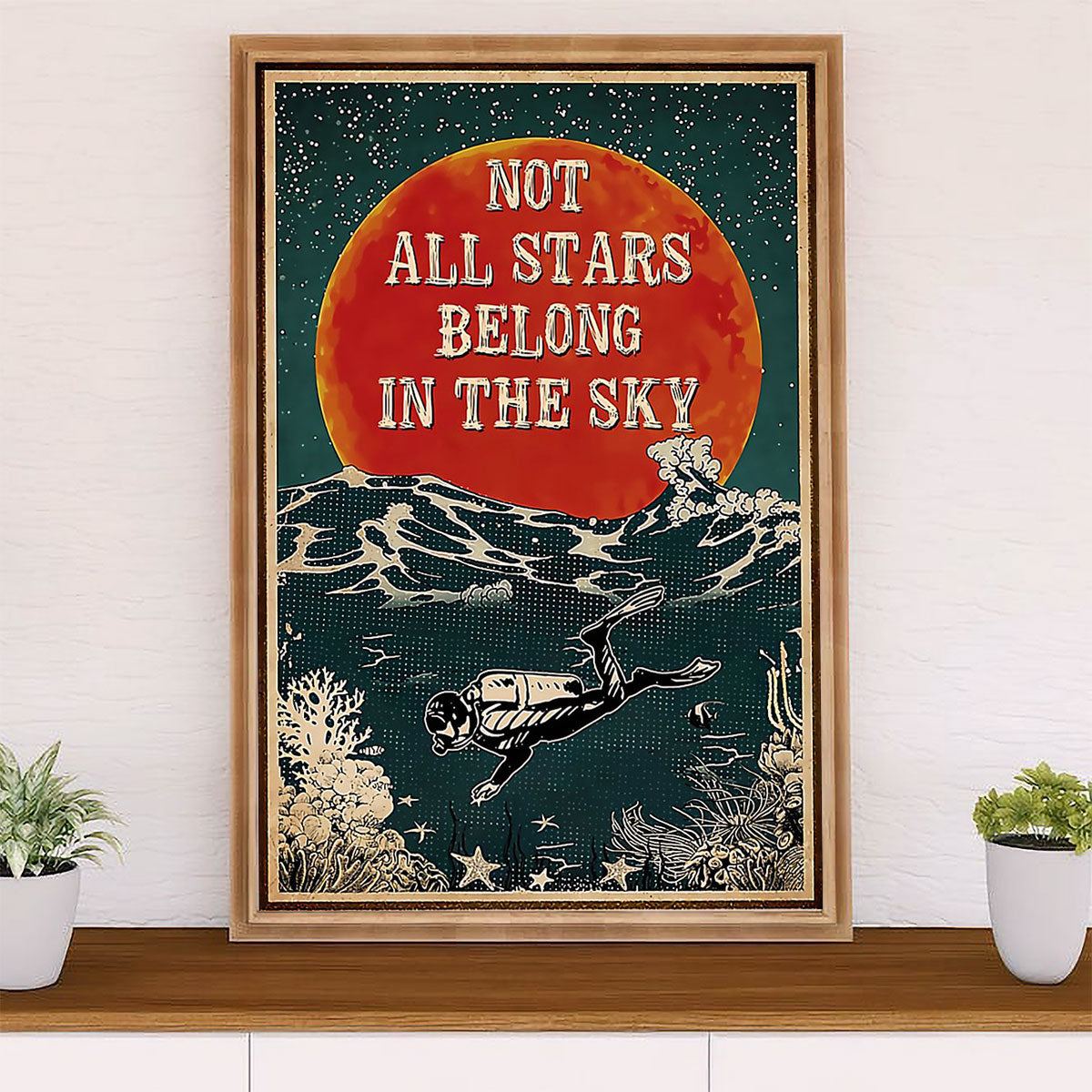 Scuba Diving Canvas Wall Art Prints | Not All Stars | Home Décor Gift for Scuba Diver
