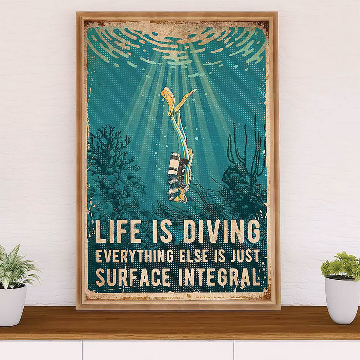 Scuba Diving Poster Prints | Life Is Diving | Wall Art Gift for Scuba Diver