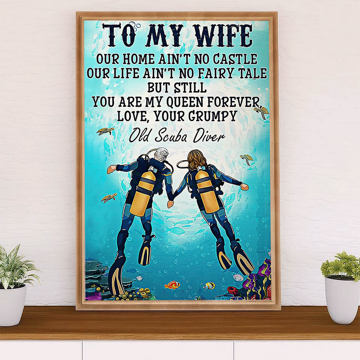 Scuba Diving Canvas Wall Art Prints | From Husband To Wife | Home Décor Gift for Scuba Diver