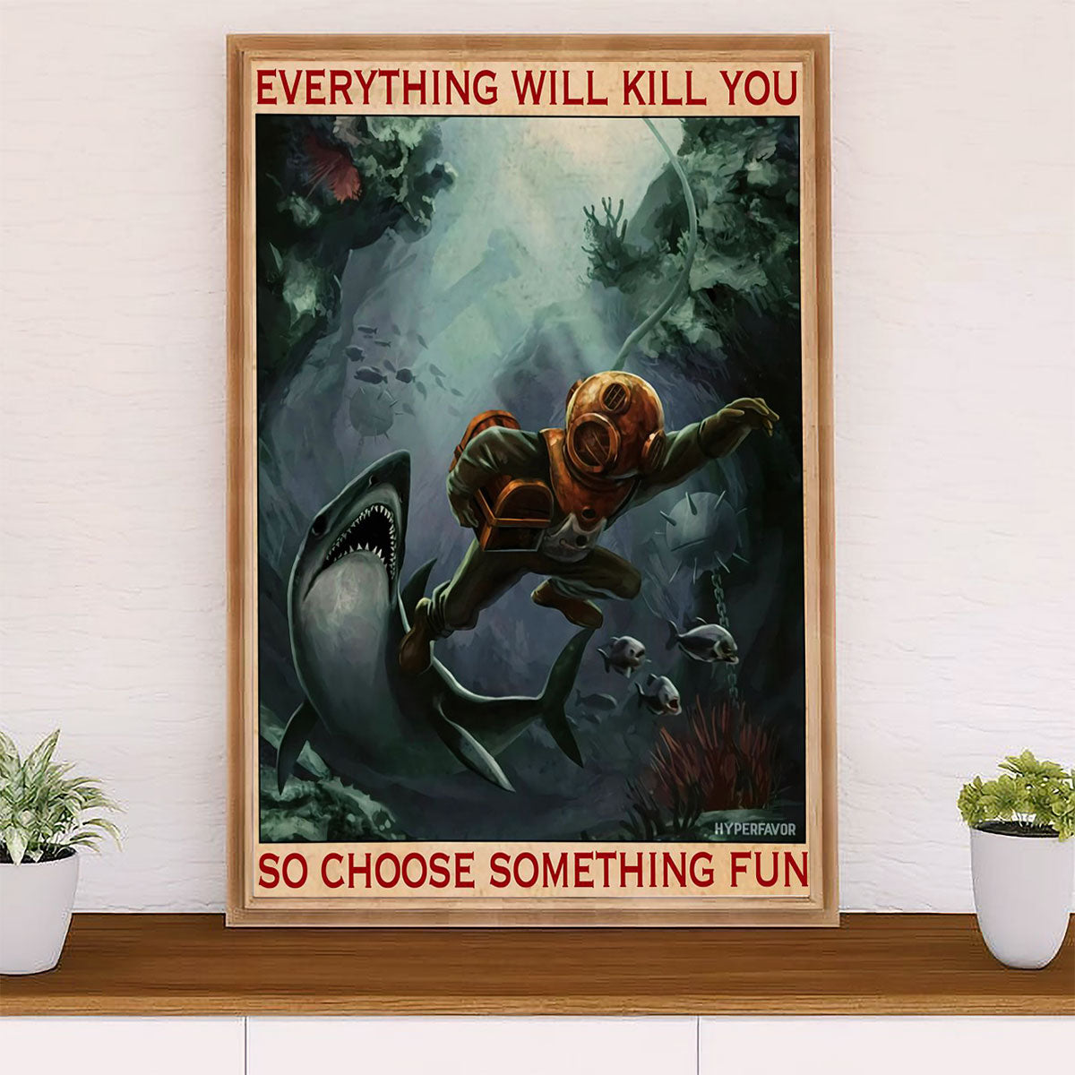 Scuba Diving Canvas Wall Art Prints | Choose Something Fun | Home Décor Gift for Scuba Diver