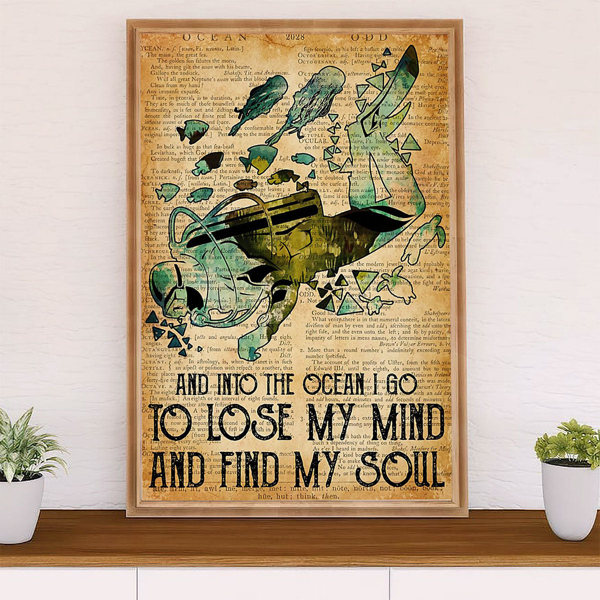 Scuba Diving Canvas Wall Art Prints | Into The Ocean I Go | Home Décor Gift for Scuba Diver