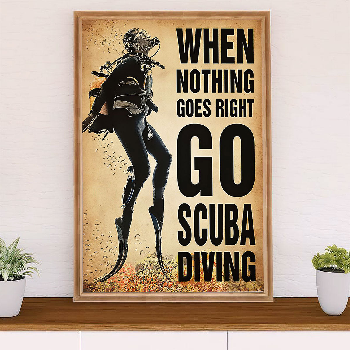 Scuba Diving Canvas Wall Art Prints | Go Scuba Diving | Home Décor Gift for Scuba Diver