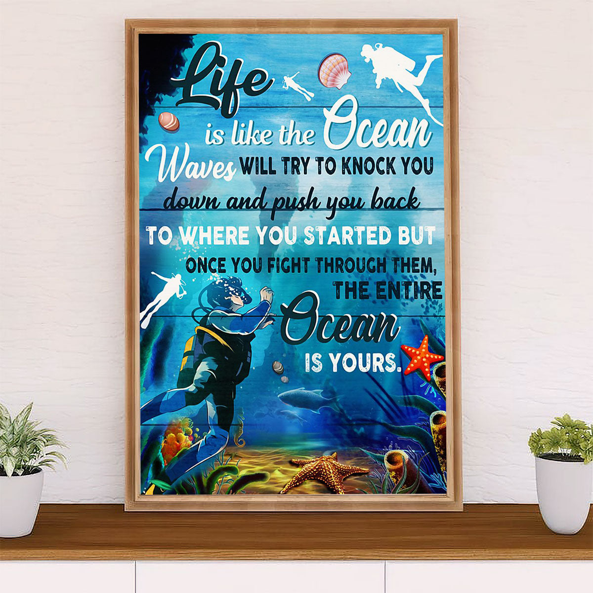 Scuba Diving Canvas Wall Art Prints | Ocean Is Yours | Home Décor Gift for Scuba Diver