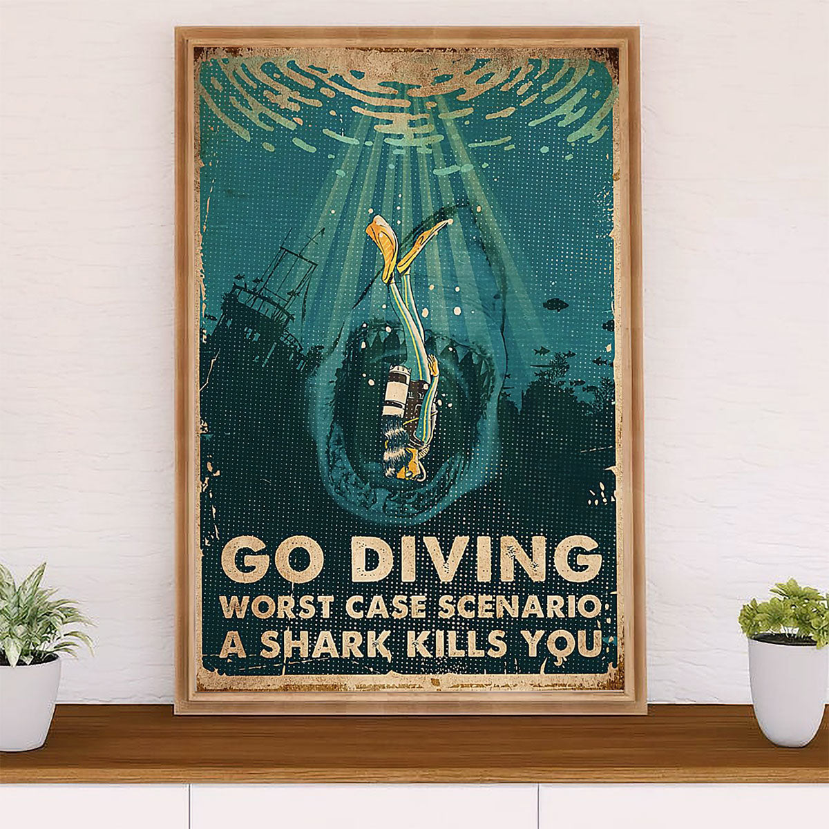 Scuba Diving Canvas Wall Art Prints | Worst Case Scenario | Home Décor Gift for Scuba Diver