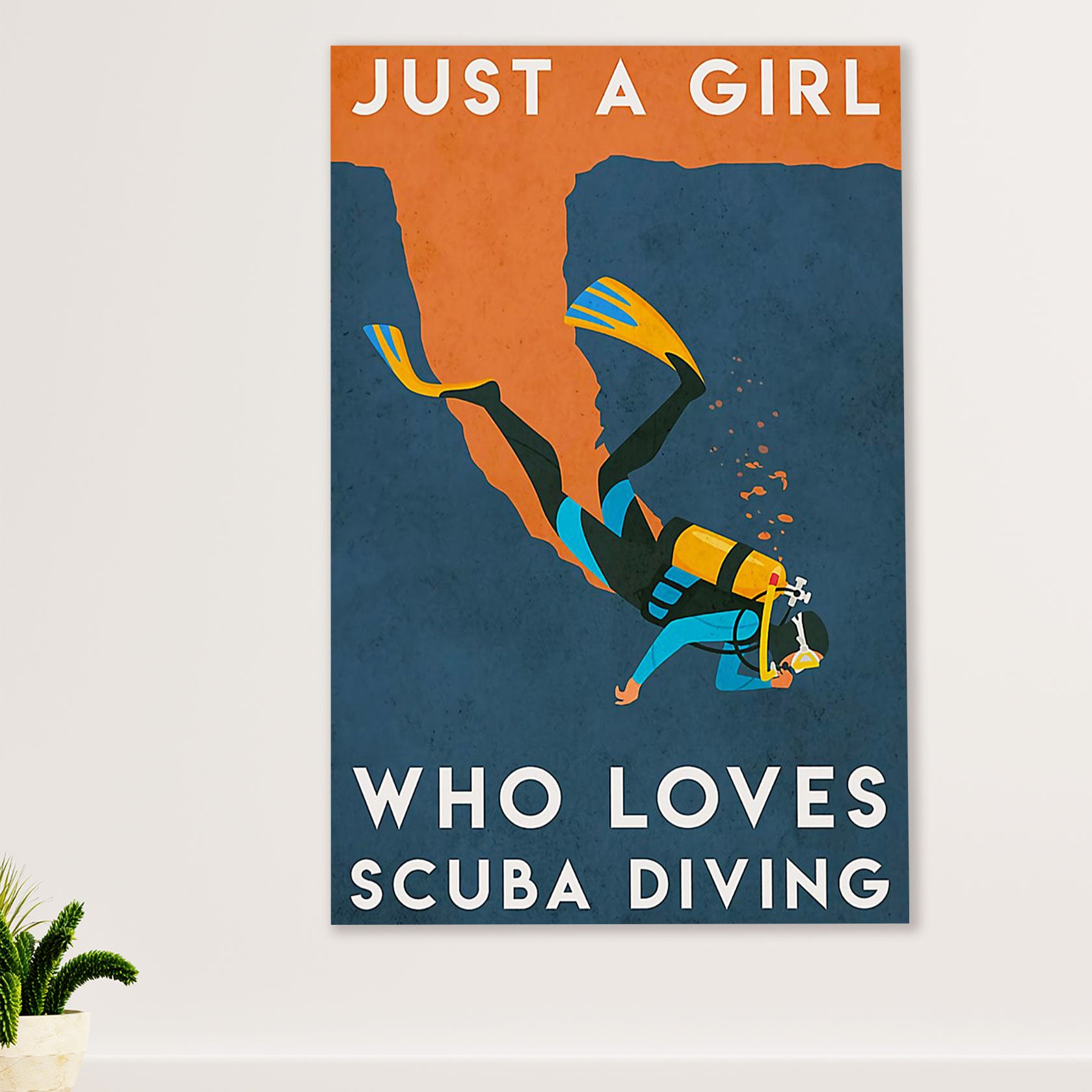 Scuba Diving Canvas Wall Art Prints | Girl Loves Scuba Diving | Home Décor Gift for Scuba Diver