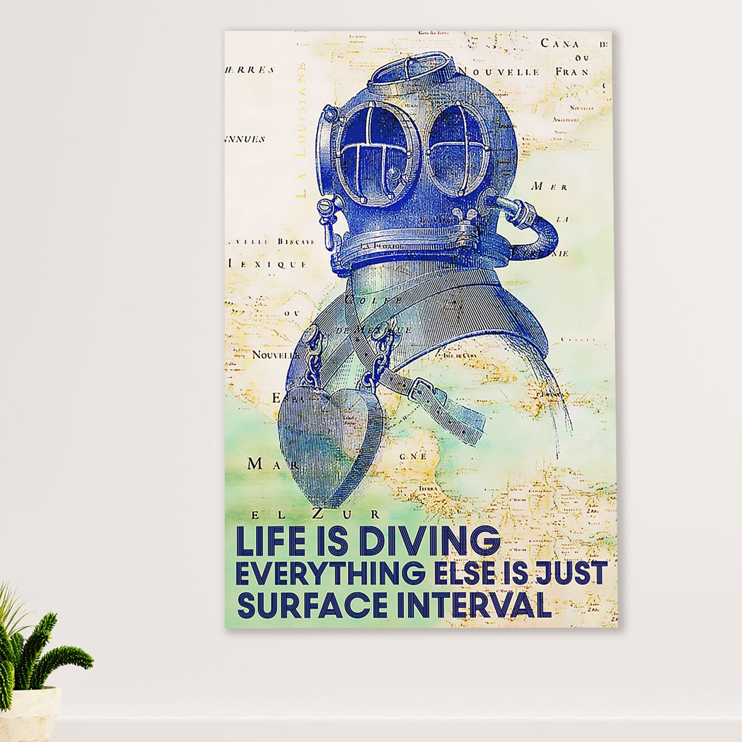 Scuba Diving Poster Prints | Life Is Diving | Wall Art Gift for Scuba Diver