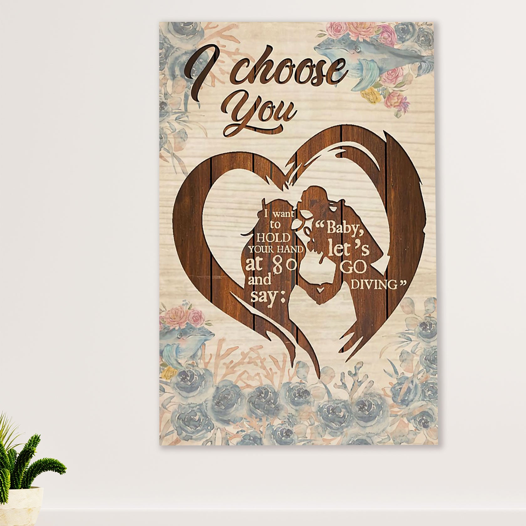 Scuba Diving Poster Prints | Couple Husband & Wife | Wall Art Gift for Scuba Diver