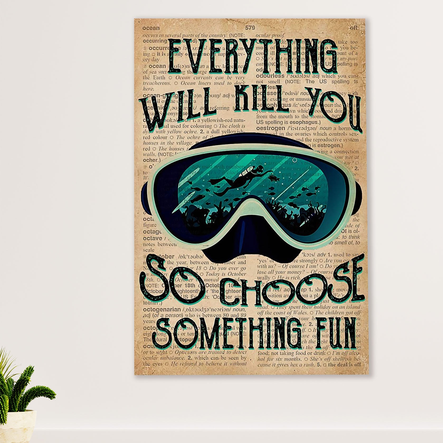Scuba Diving Canvas Wall Art Prints | Choose Something Fun | Home Décor Gift for Scuba Diver