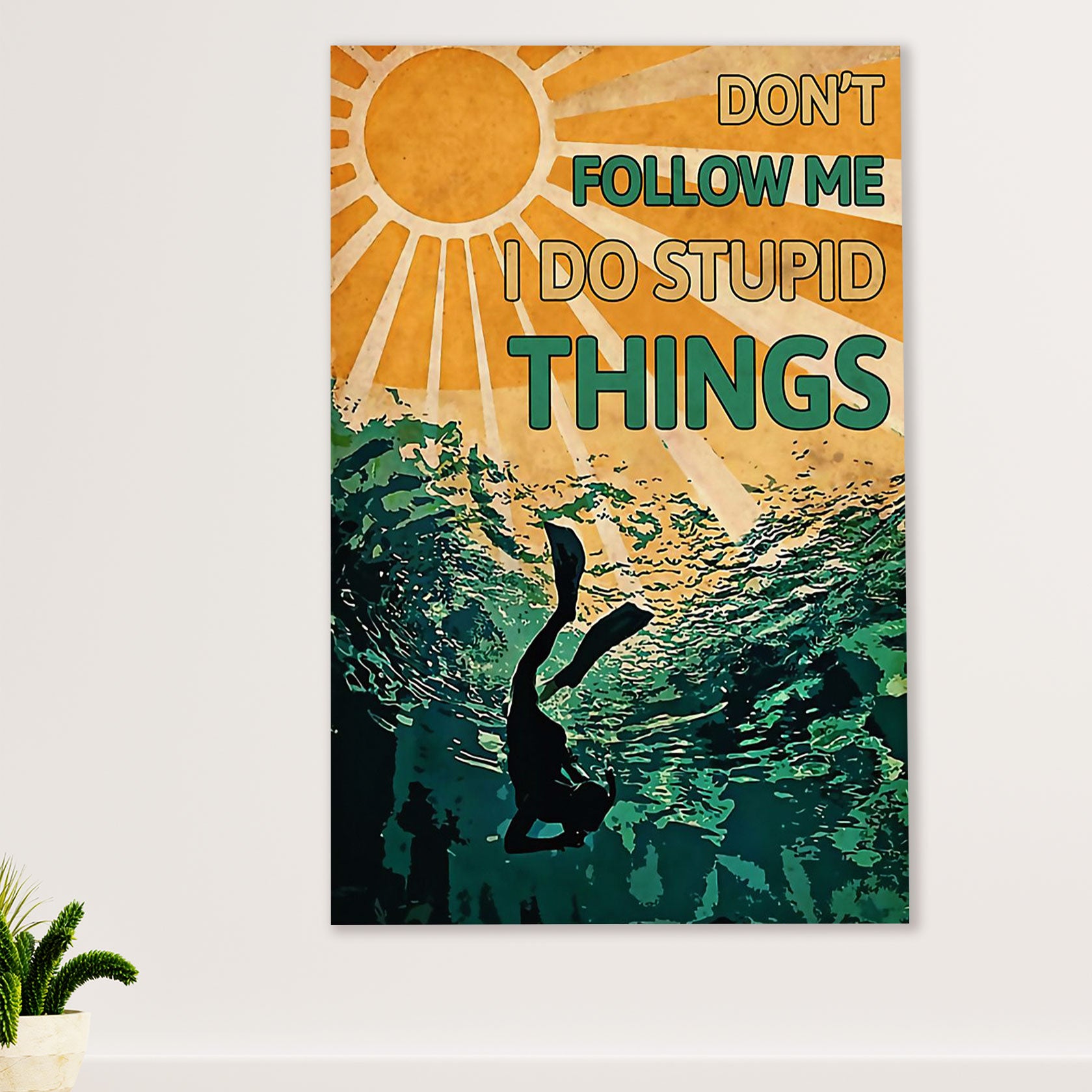 Scuba Diving Poster Prints | Follow Me | Wall Art Gift for Scuba Diver