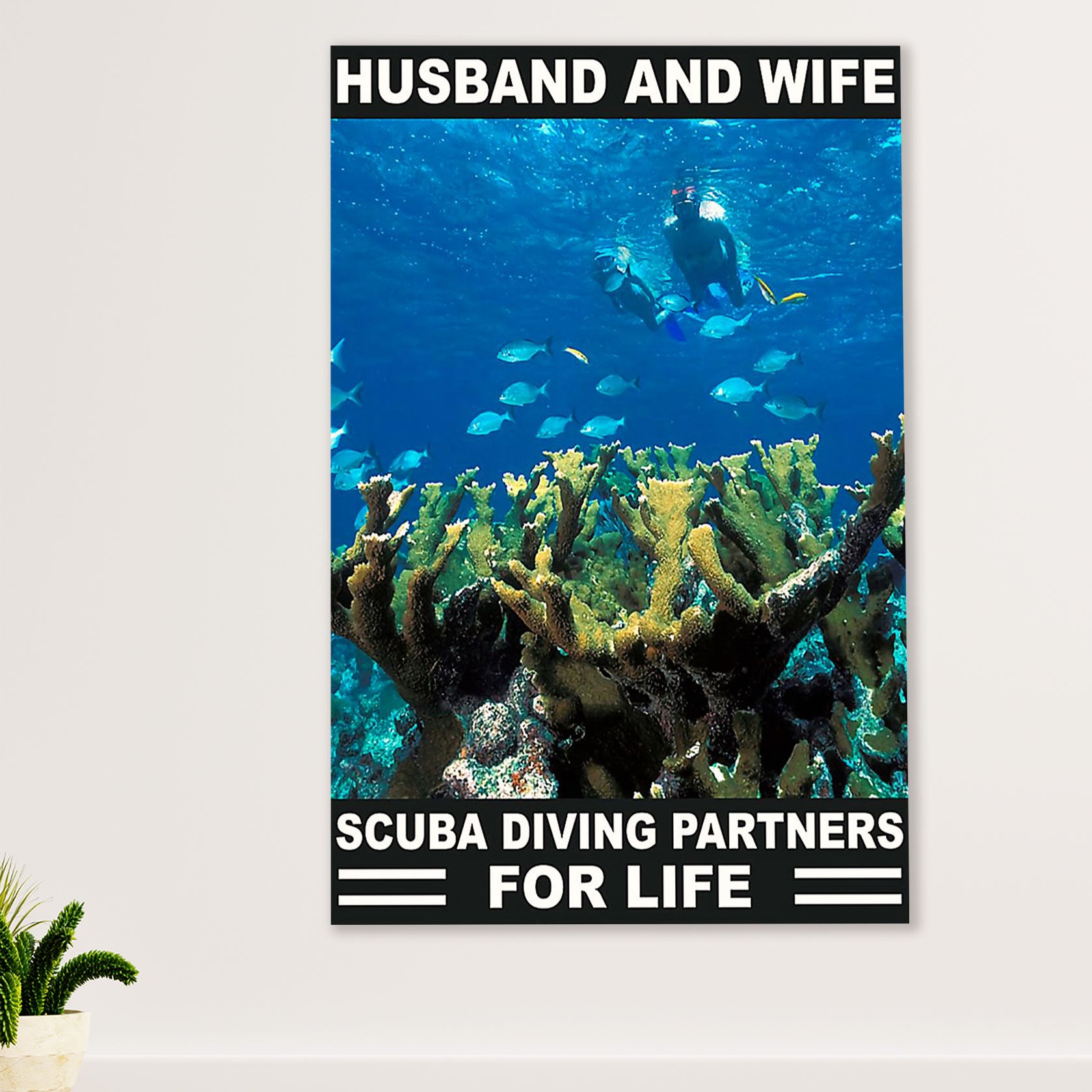 Scuba Diving Canvas Wall Art Prints | Husband & Wife | Home Décor Gift for Scuba Diver