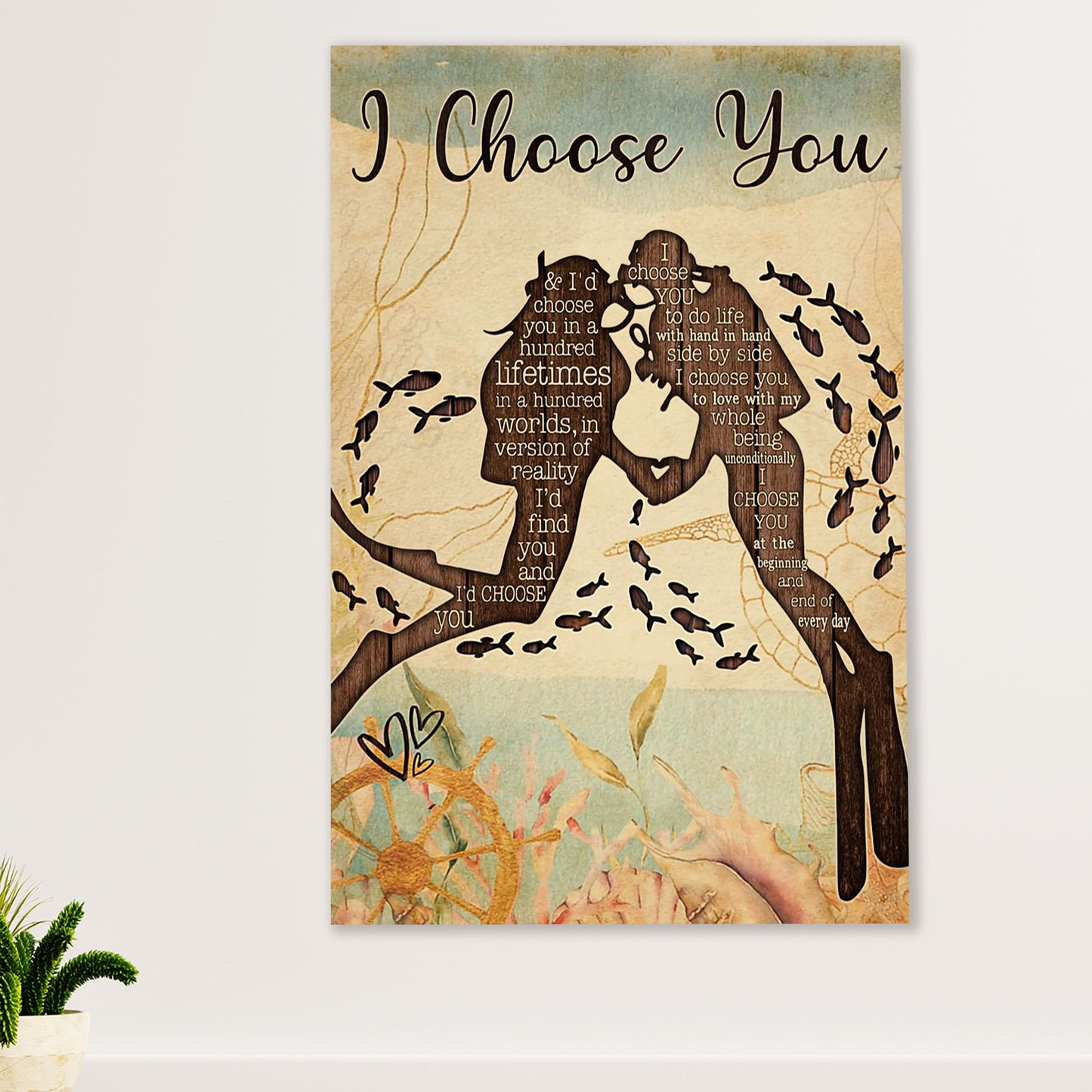 Scuba Diving Poster Prints | Couple I Choose You | Wall Art Gift for Scuba Diver