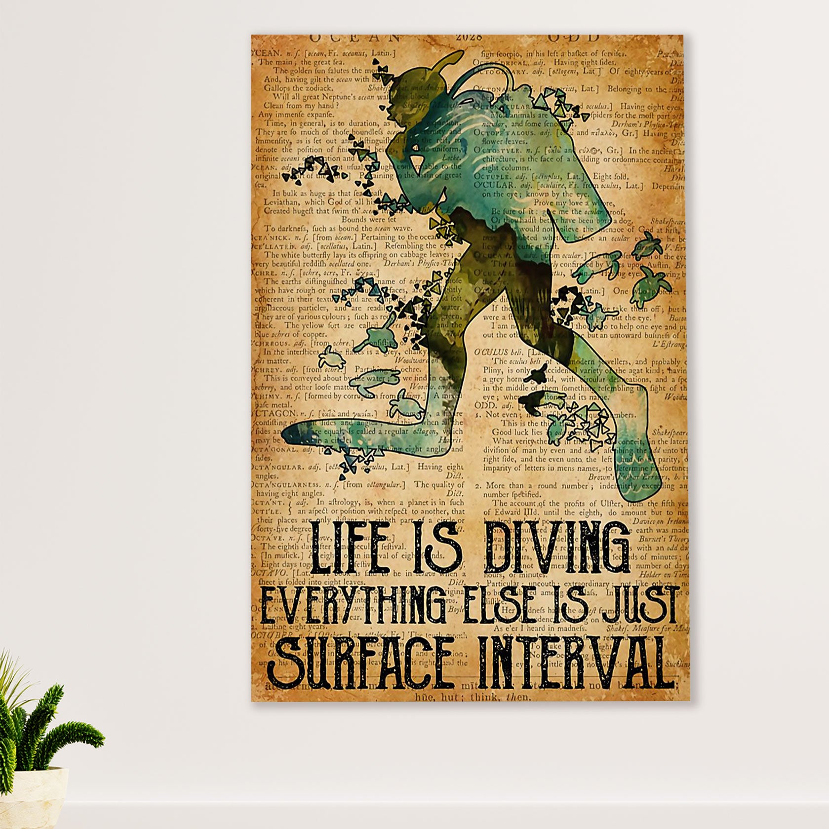 Scuba Diving Canvas Wall Art Prints | Life Is Diving | Home Décor Gift for Scuba Diver