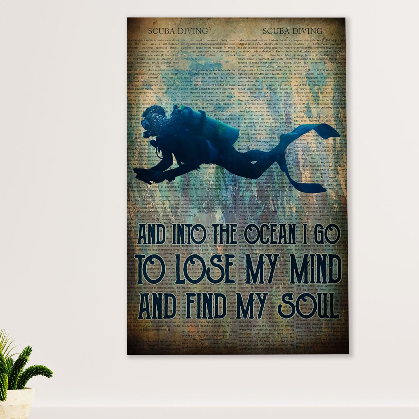 Scuba Diving Canvas Wall Art Prints | Lose My Mind | Home Décor Gift for Scuba Diver