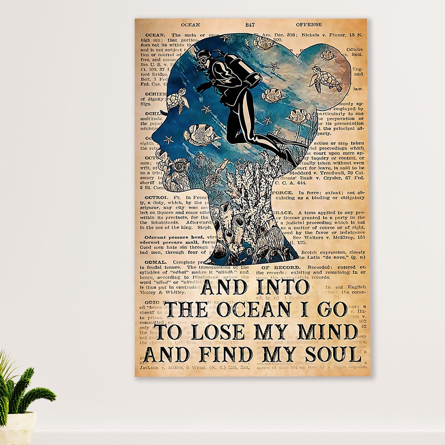 Scuba Diving Canvas Wall Art Prints | Girl Find My Soul | Home Décor Gift for Scuba Diver