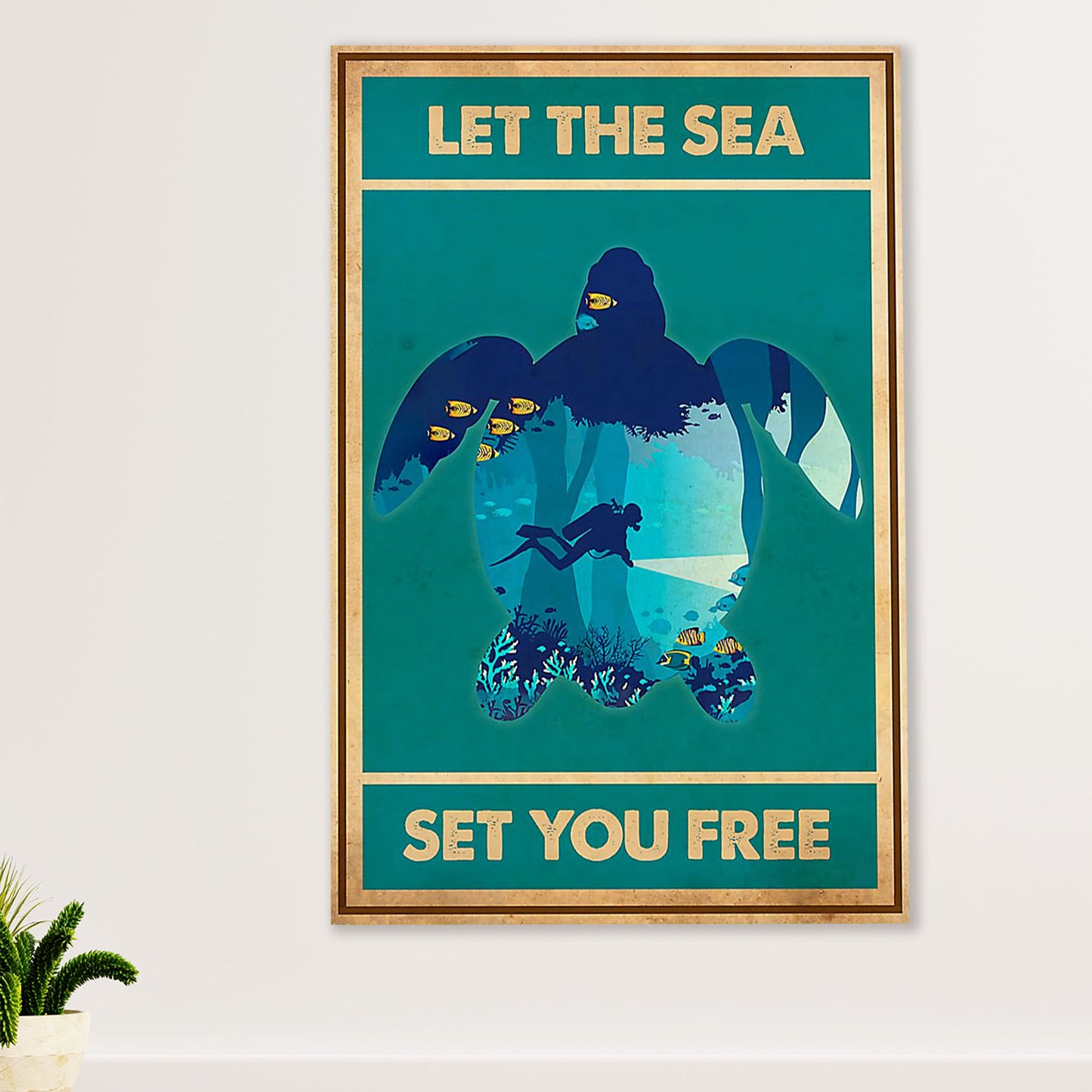 Scuba Diving Poster Prints | Set You Free | Wall Art Gift for Scuba Diver