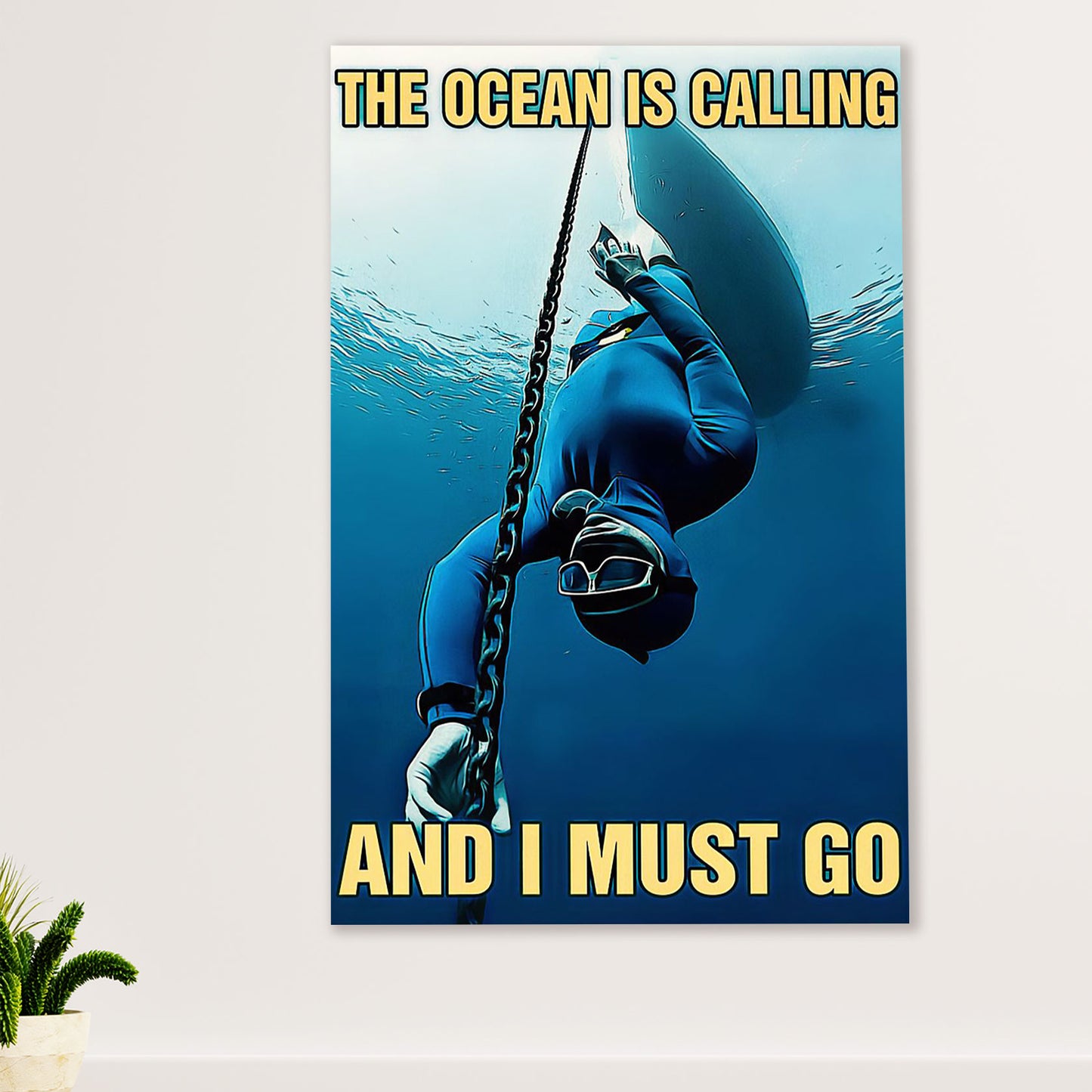 Scuba Diving Canvas Wall Art Prints | Ocean Is Calling | Home Décor Gift for Scuba Diver