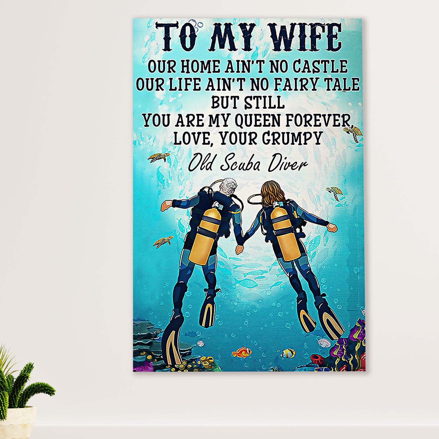 Scuba Diving Poster Prints | From Husband To Wife | Wall Art Gift for Scuba Diver