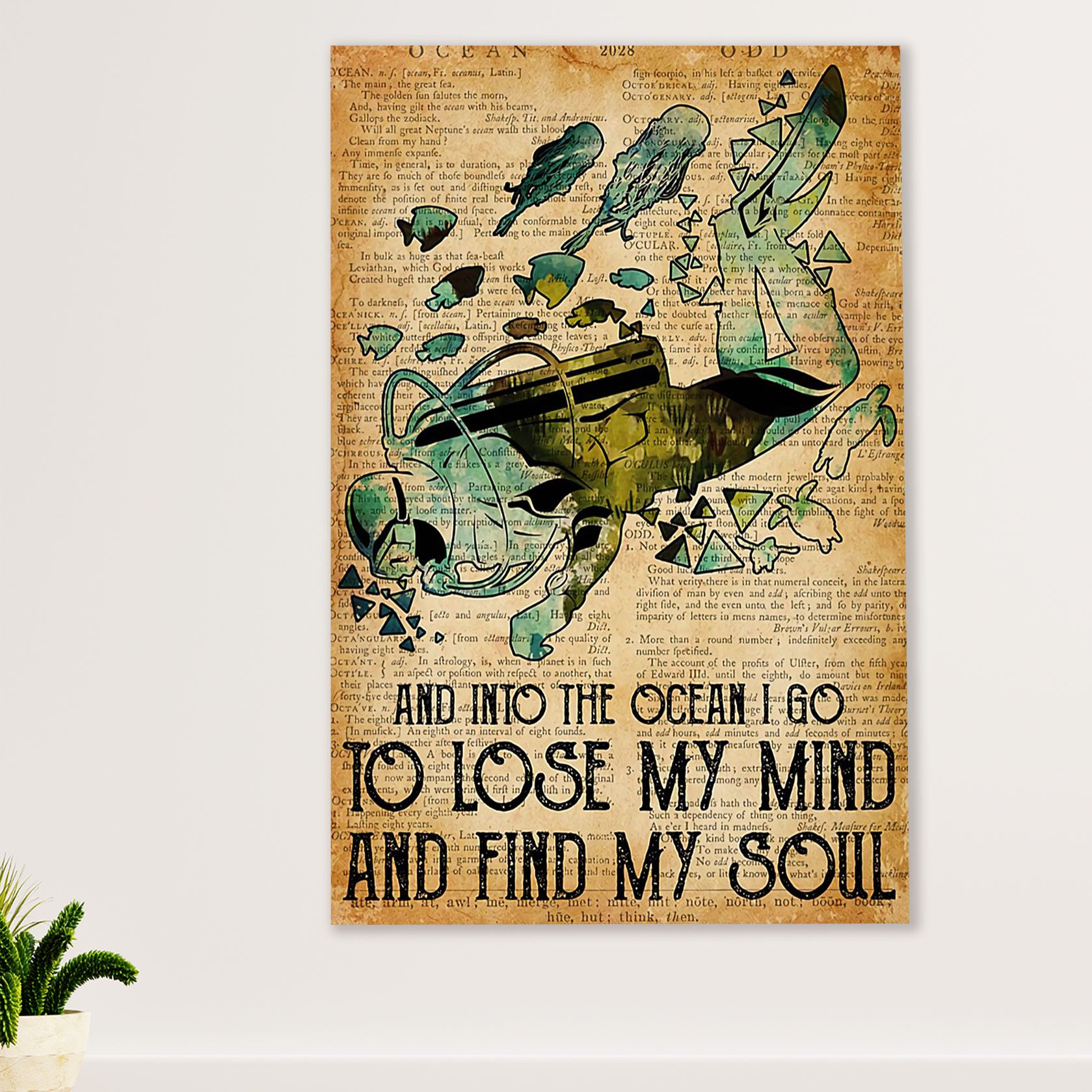 Scuba Diving Canvas Wall Art Prints | Into The Ocean I Go | Home Décor Gift for Scuba Diver