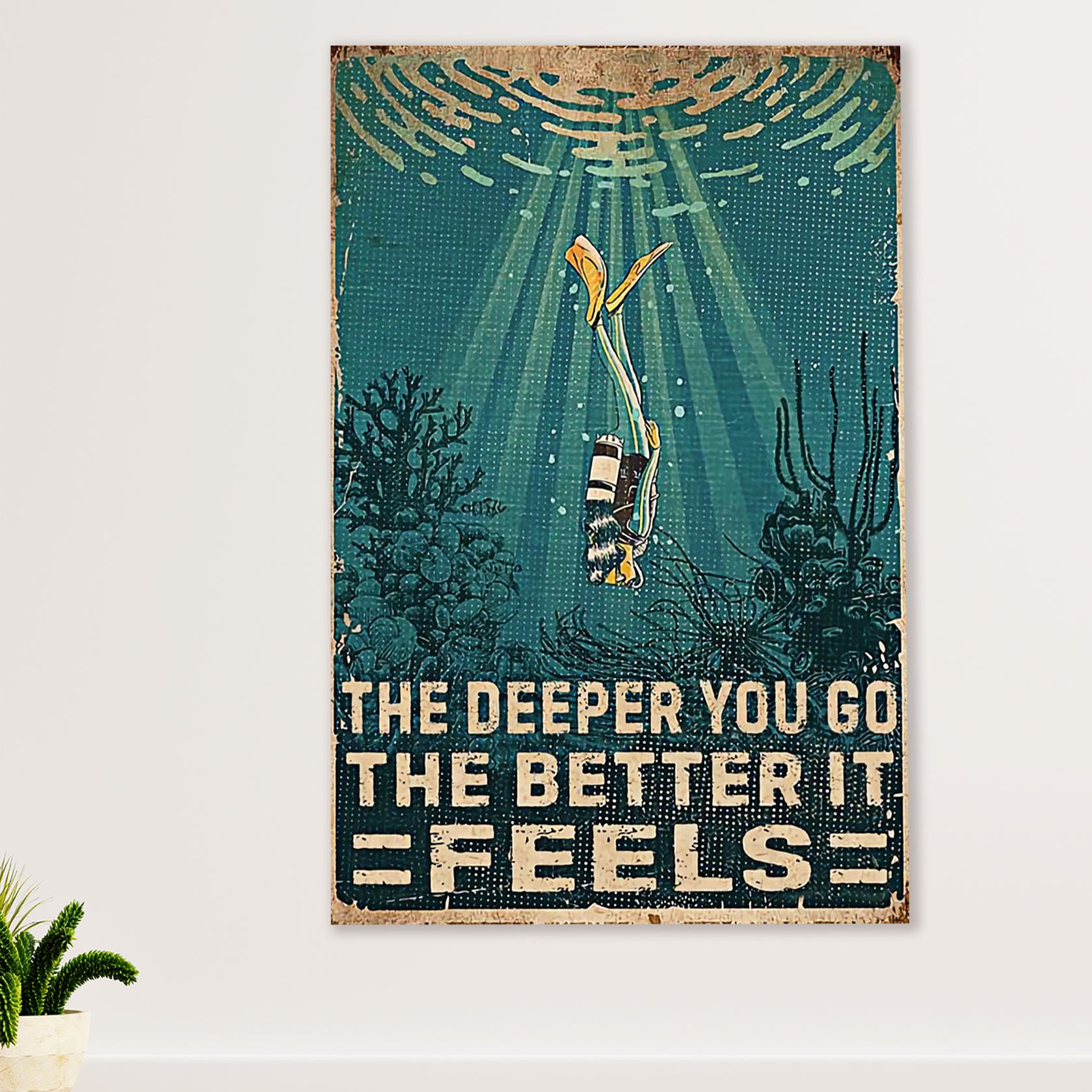 Scuba Diving Canvas Wall Art Prints | The Deeper You Go | Home Décor Gift for Scuba Diver