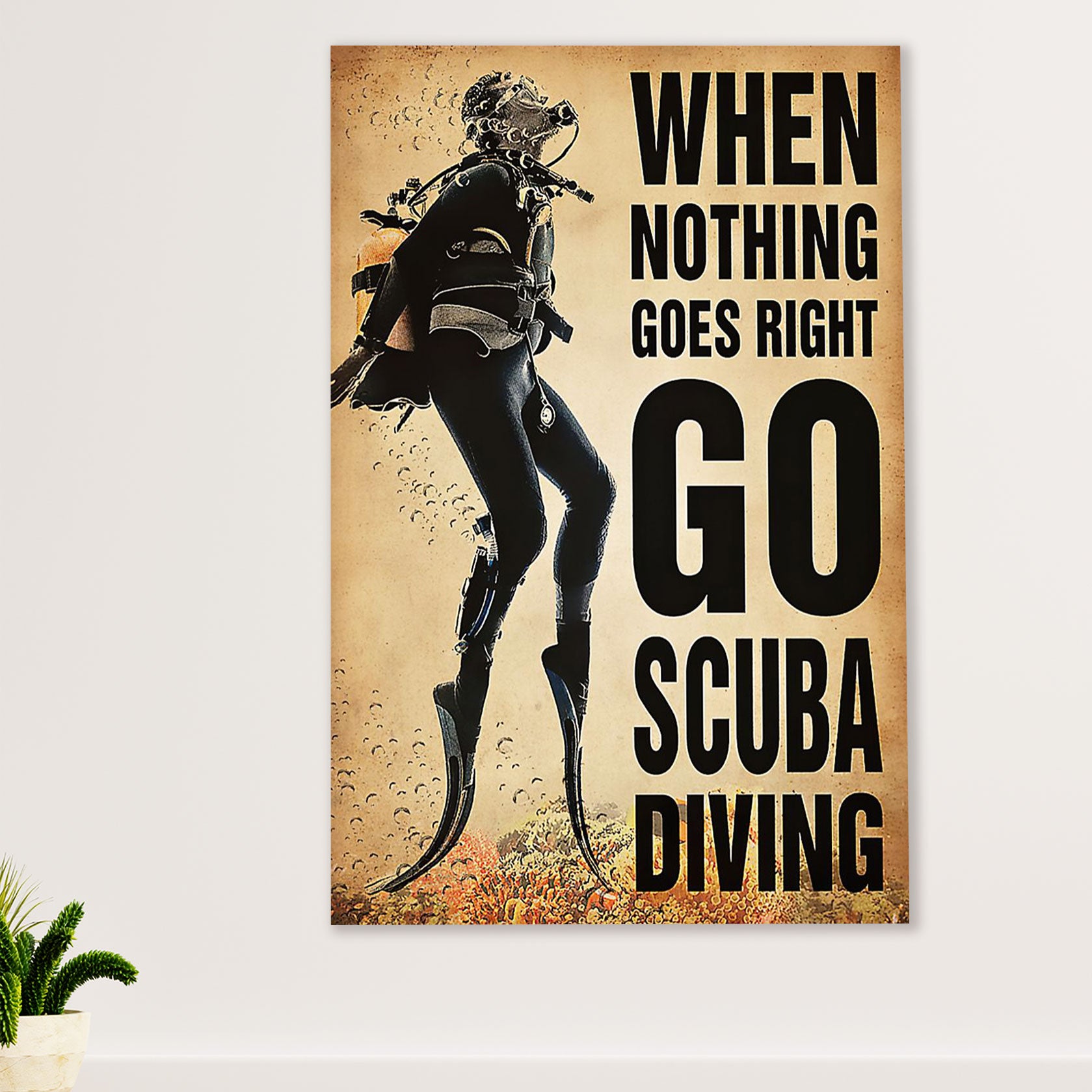 Scuba Diving Canvas Wall Art Prints | Go Scuba Diving | Home Décor Gift for Scuba Diver