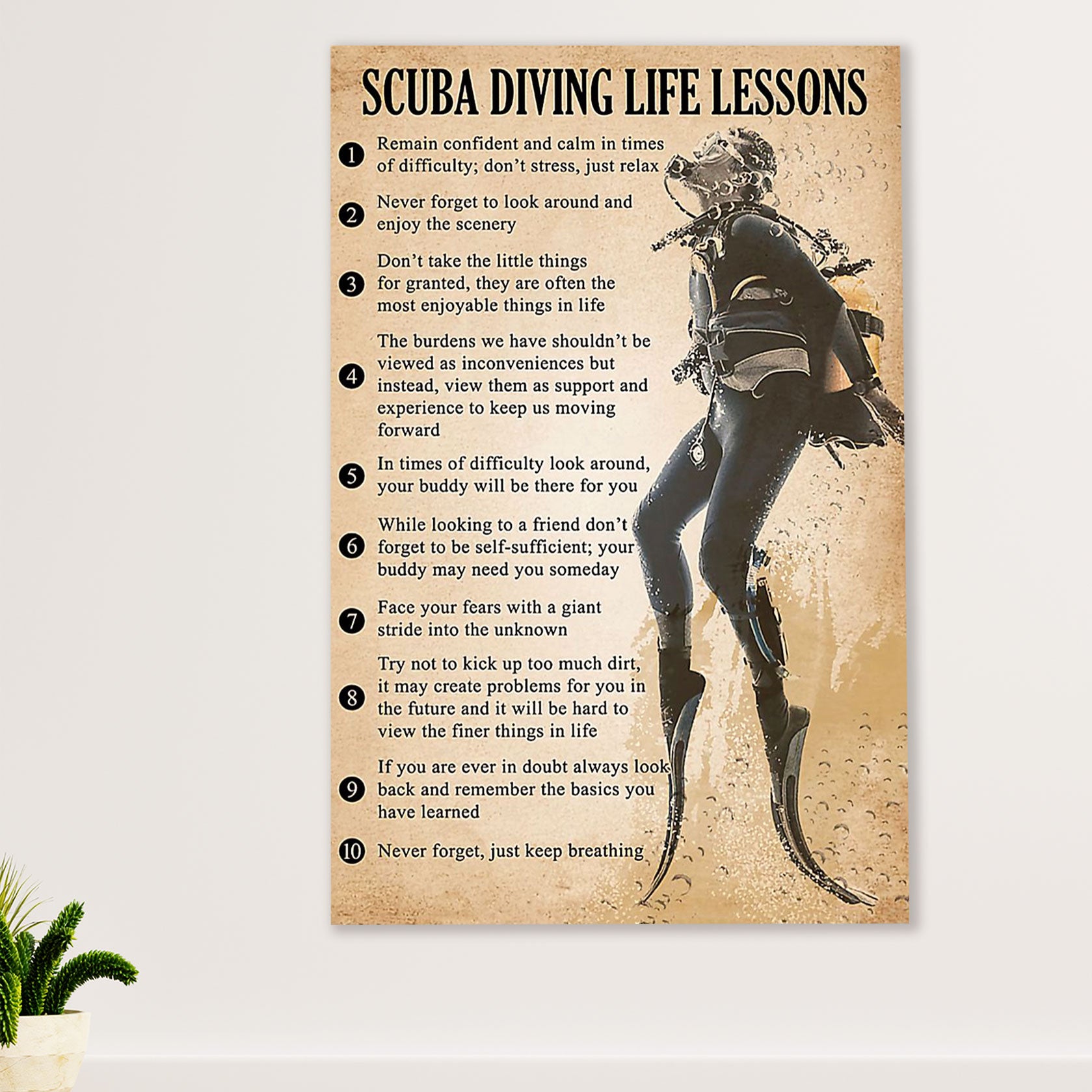 Scuba Diving Poster Prints | Life Lessons | Wall Art Gift for Scuba Diver