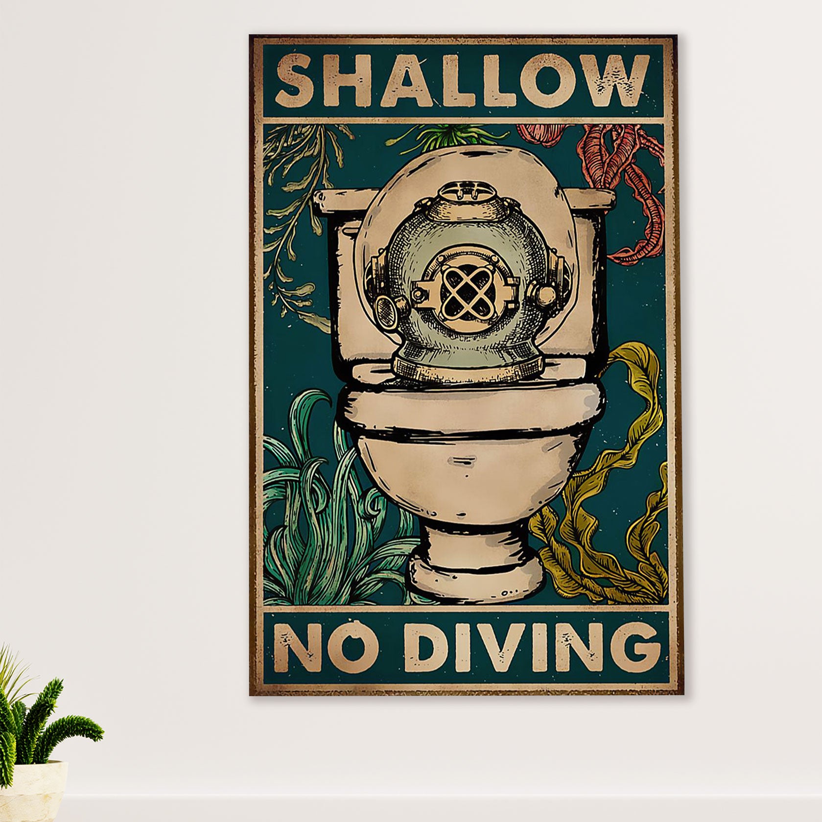 Scuba Diving Canvas Wall Art Prints | Shallow No Diving | Home Décor Gift for Scuba Diver