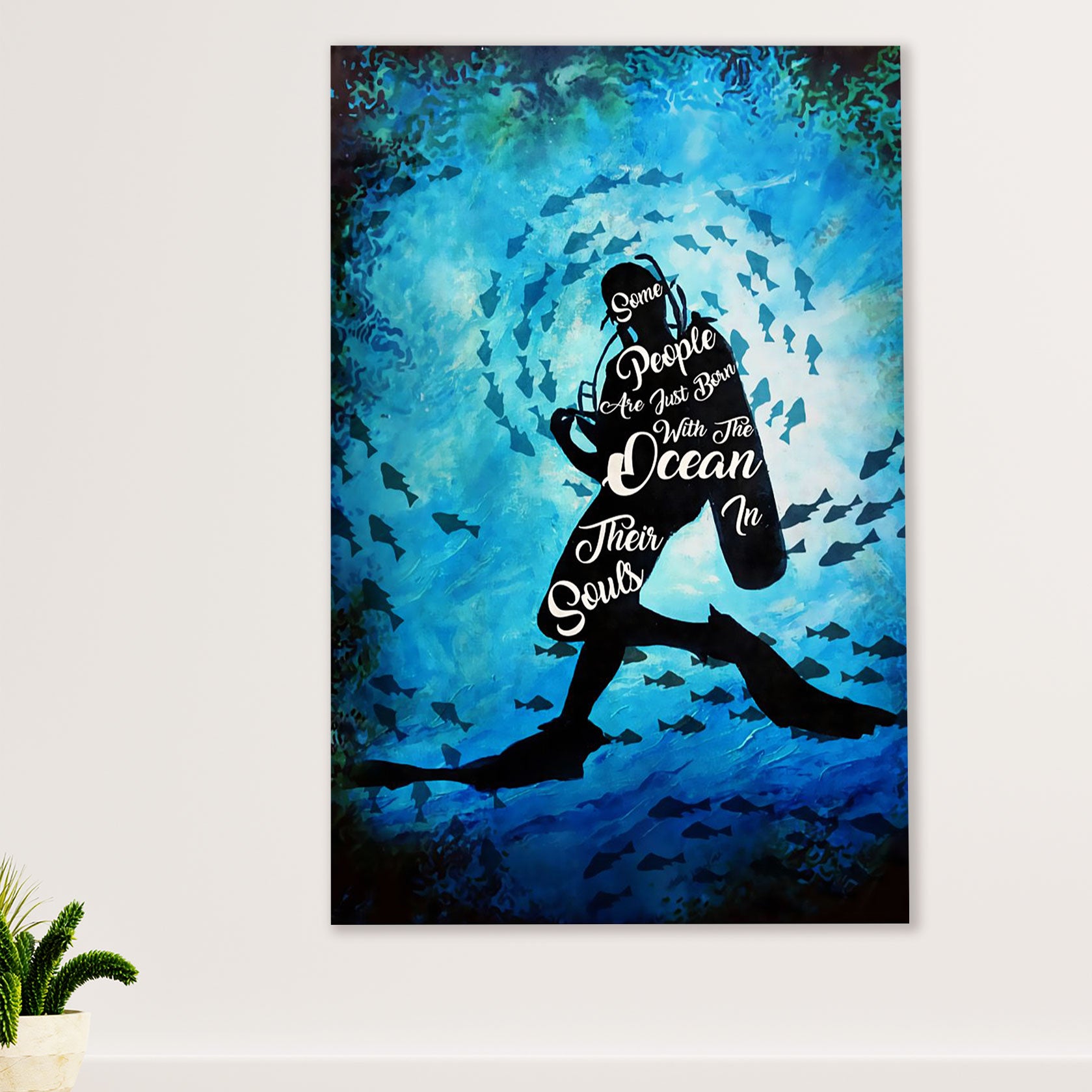 Scuba Diving Poster Prints | Some People Are Just Born With | Wall Art Gift for Scuba Diver