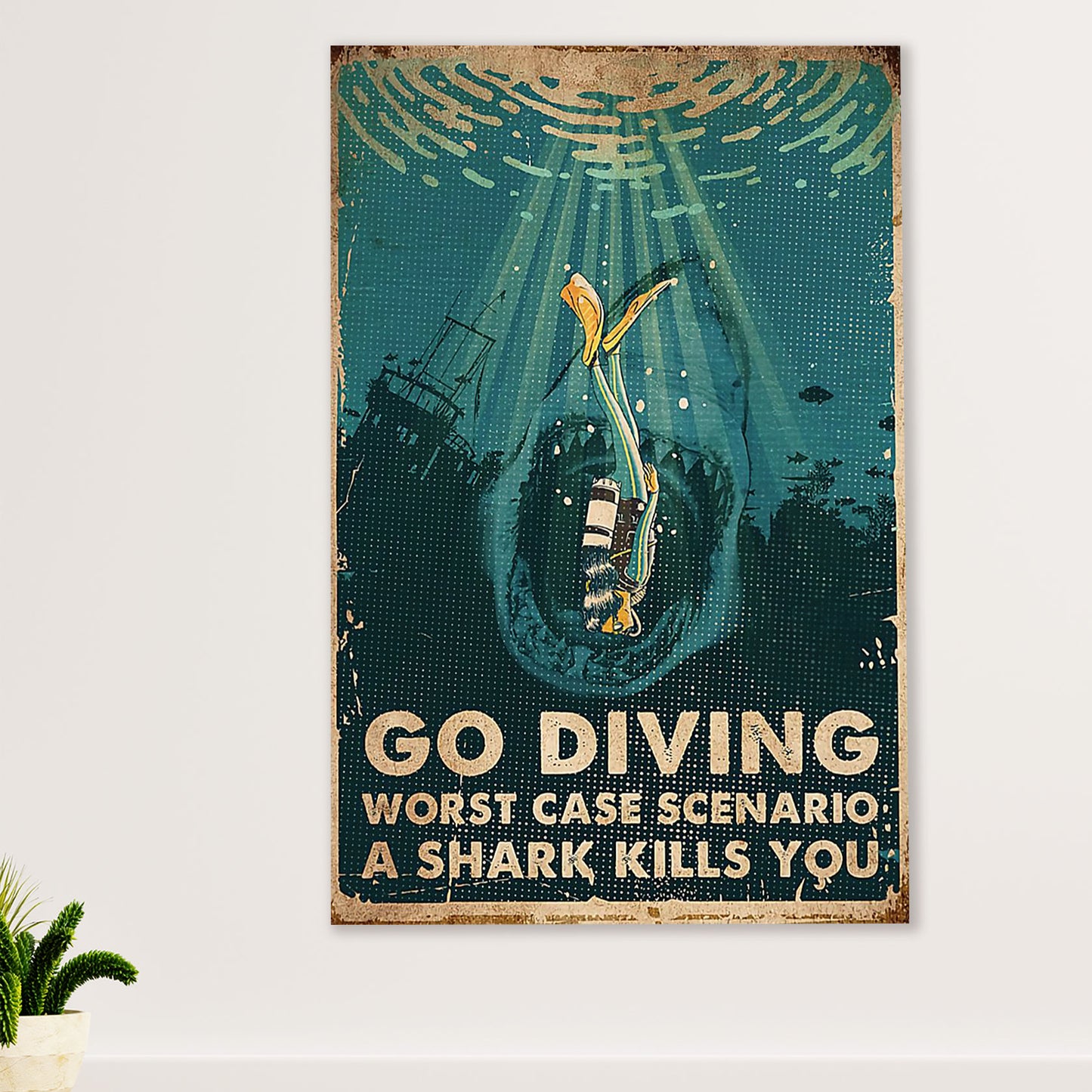 Scuba Diving Canvas Wall Art Prints | Worst Case Scenario | Home Décor Gift for Scuba Diver