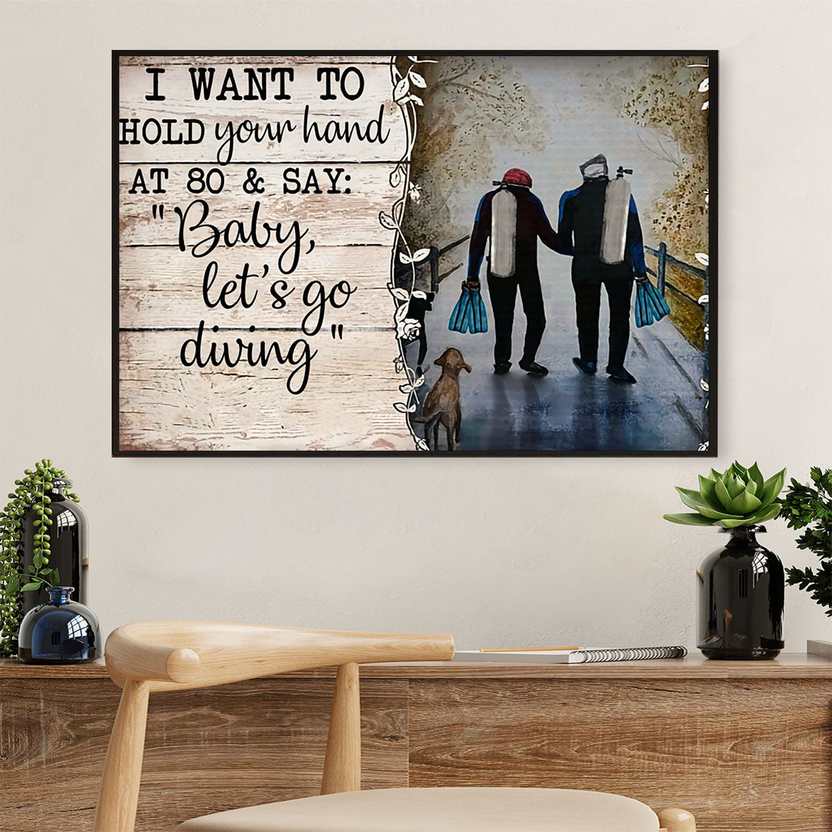 Scuba Diving Poster Prints | Couple Husband & Wife | Wall Art Gift for Scuba Diver