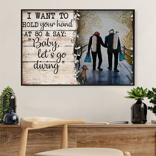 Scuba Diving Canvas Wall Art Prints | Couple Husband & Wife | Home Décor Gift for Scuba Diver