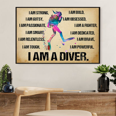 Scuba Diving Canvas Wall Art Prints | I Am A Diver | Home Décor Gift for Scuba Diver