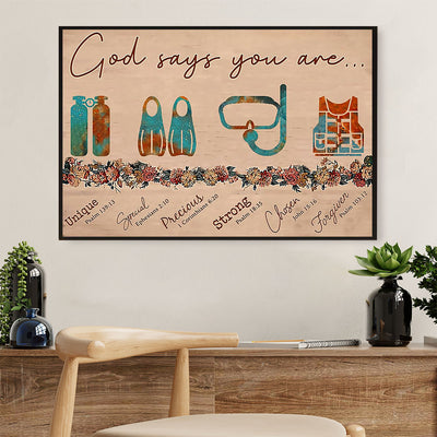 Scuba Diving Canvas Wall Art Prints | God Says You Are | Home Décor Gift for Scuba Diver