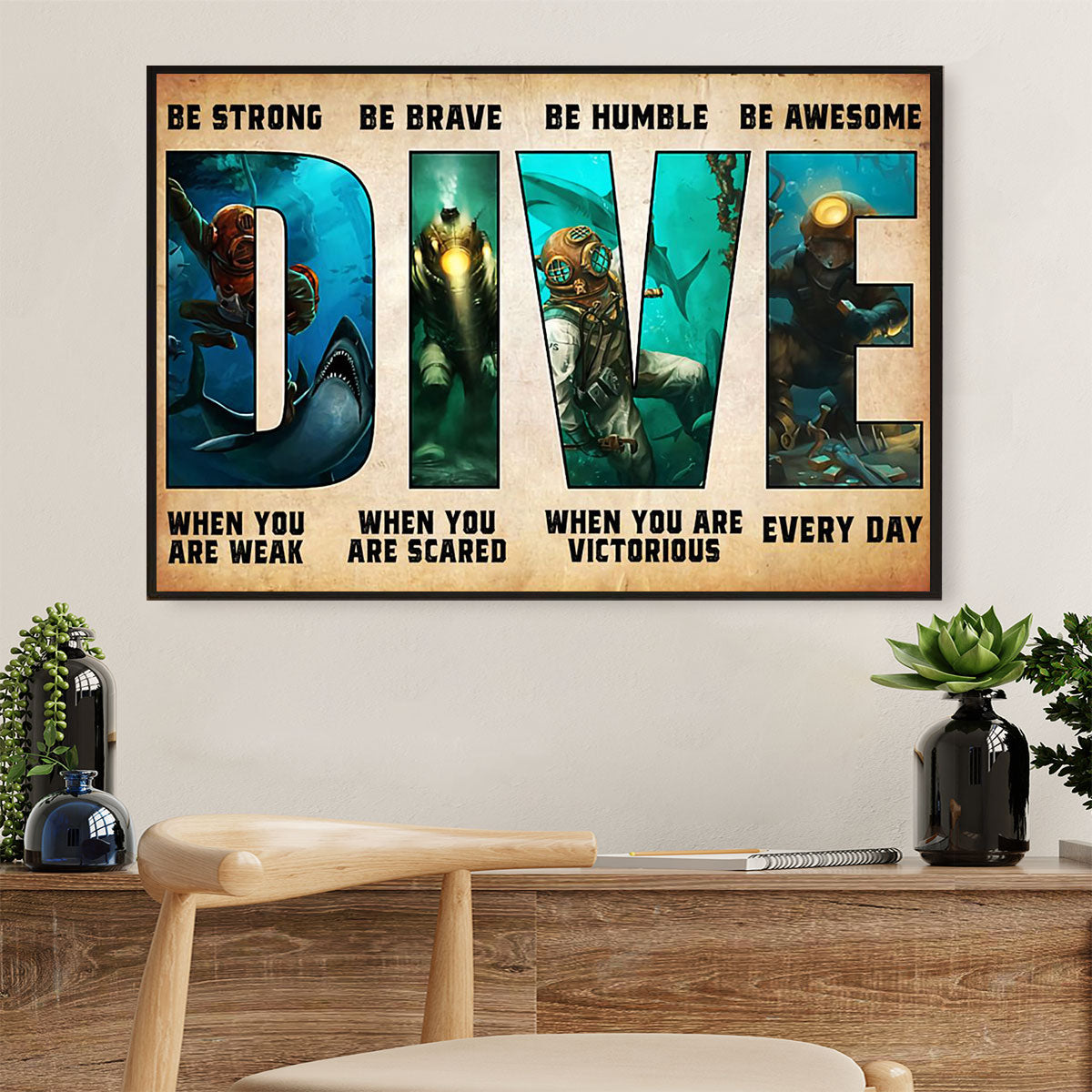 Scuba Diving Canvas Wall Art Prints | Dive When You Are | Home Décor Gift for Scuba Diver