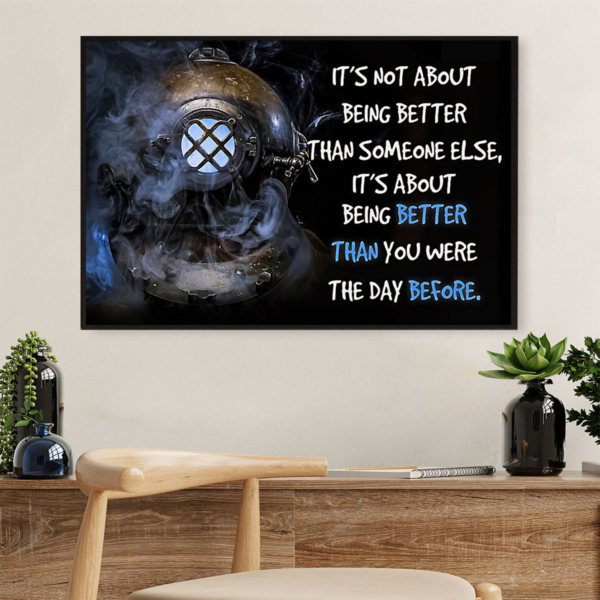 Scuba Diving Poster Prints | Better Than Yesterday | Wall Art Gift for Scuba Diver