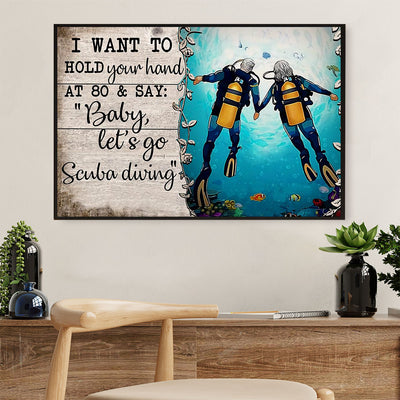 Scuba Diving Canvas Wall Art Prints | Couple Husband & Wife | Home Décor Gift for Scuba Diver