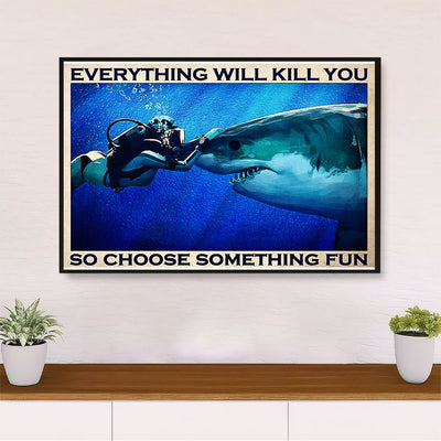 Scuba Diving Canvas Wall Art Prints | Choose Something Fun | Home Décor Gift for Scuba Diver