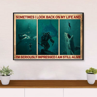 Scuba Diving Canvas Wall Art Prints | Impressed Still Alive | Home Décor Gift for Scuba Diver