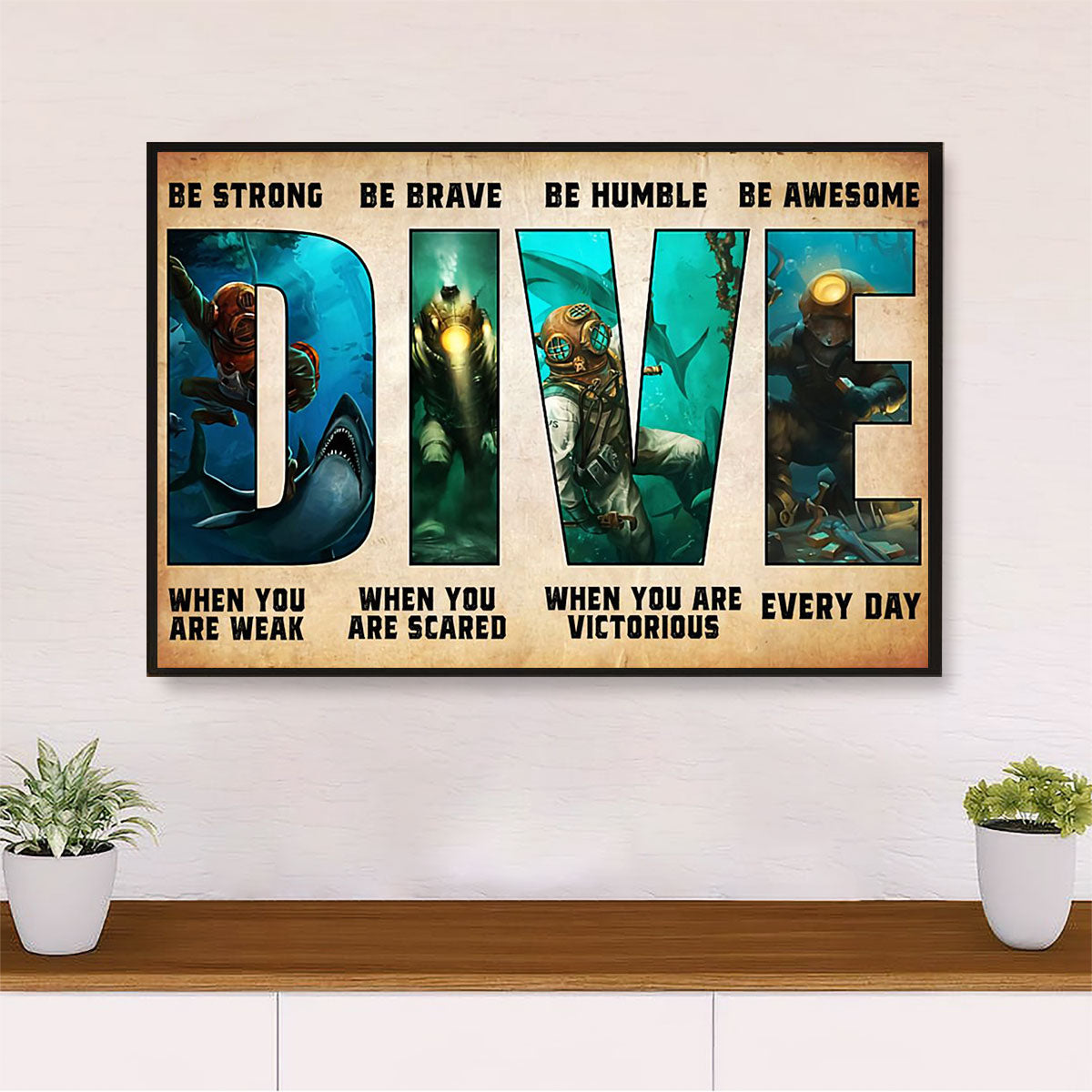 Scuba Diving Canvas Wall Art Prints | Dive When You Are | Home Décor Gift for Scuba Diver