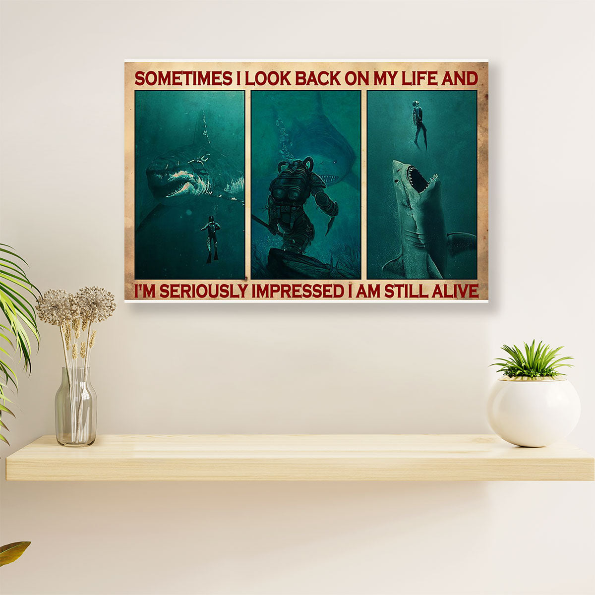 Scuba Diving Canvas Wall Art Prints | Impressed Still Alive | Home Décor Gift for Scuba Diver