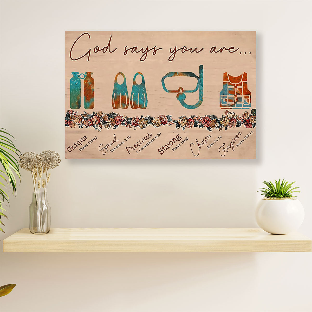 Scuba Diving Poster Prints | God Says You Are | Wall Art Gift for Scuba Diver
