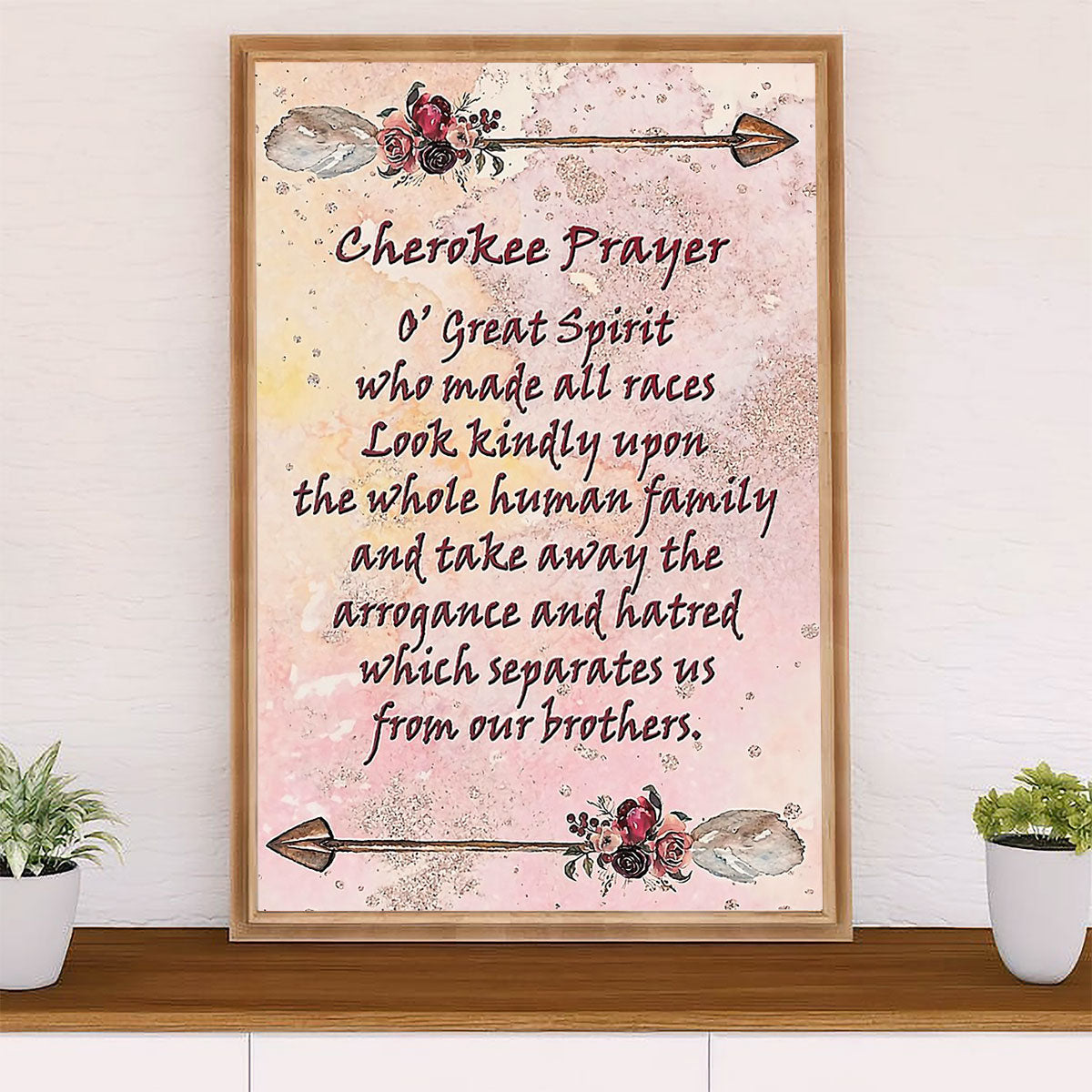 Native American Tribe Poster Prints | Cherokee Prayer | Wall Art Gift for American Indians