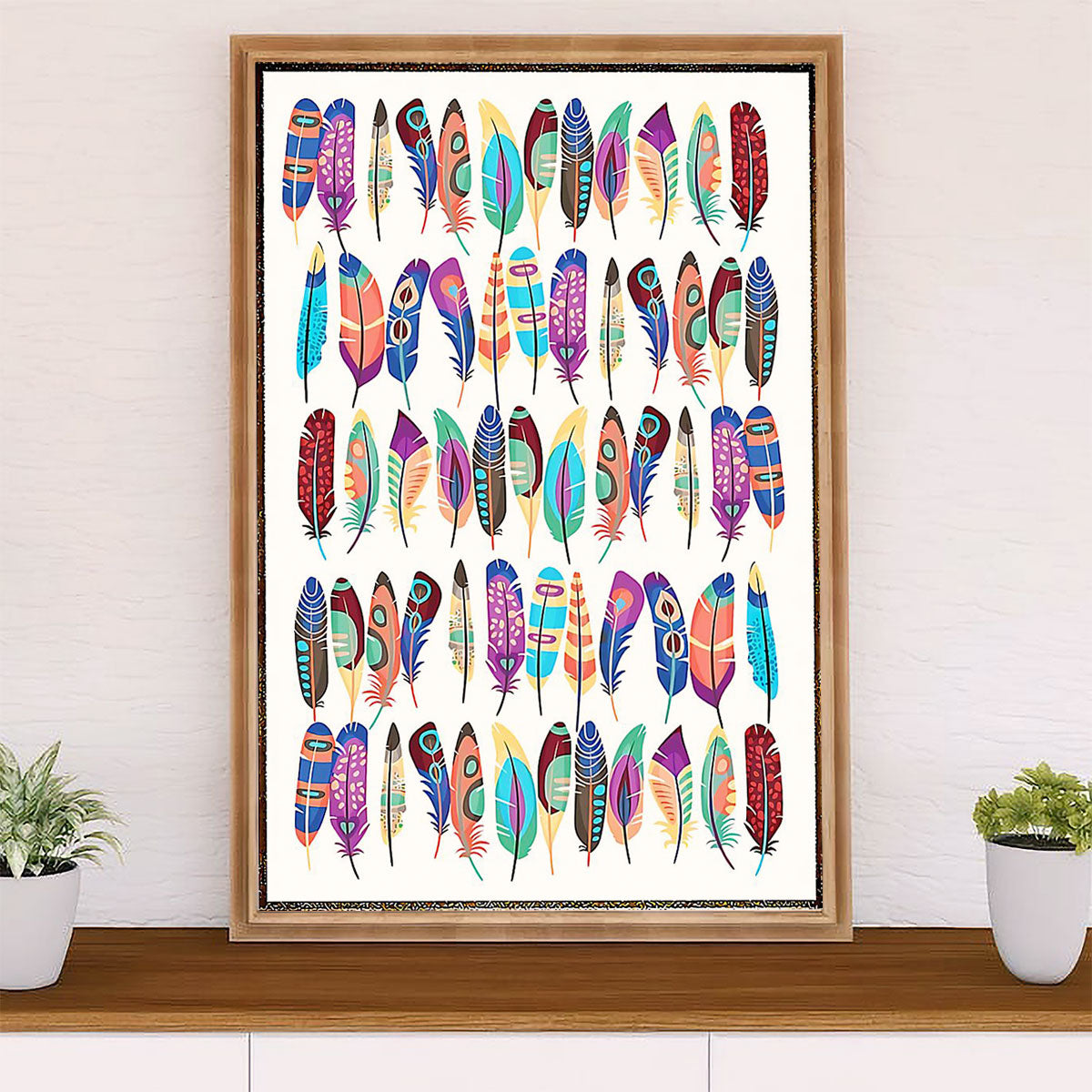 Native American Tribe Canvas Wall Art Prints | Color Feather | Gift for American Indians
