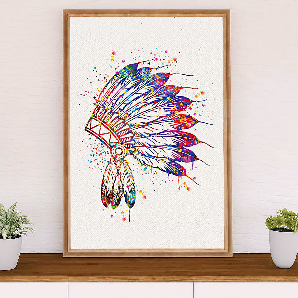 Native American Tribe Canvas Wall Art Prints | Colorful Headband | Gift for American Indians